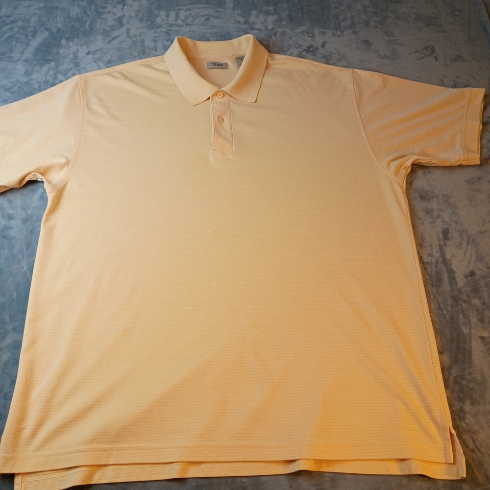 IZOD Mens XL Yellow Striped Short‎ Sleeve Advantage Performance Polo Shirt